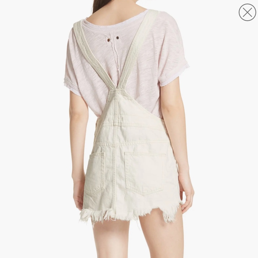 Free people torn up distressed denim jumper in white - Picture 2 of 9